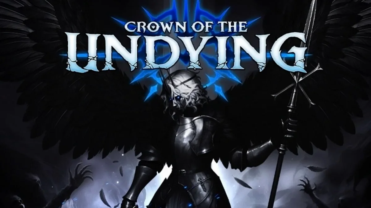 Isang madilim na gothic na disenyo ng Crown of the Undying slot na nagpapakita ng mga simbolo ng mandirigma at mga cursed relics.